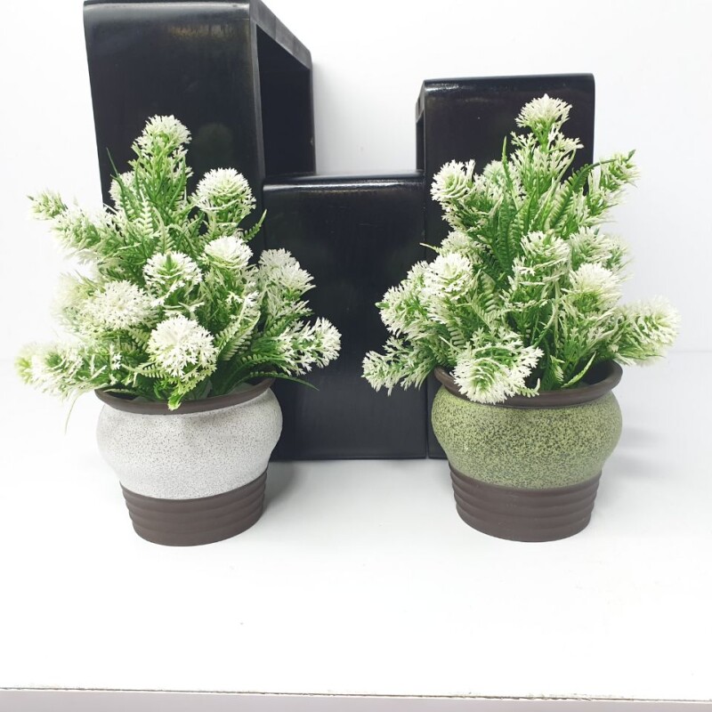 SL38 Green White Artificial Plant (FC)