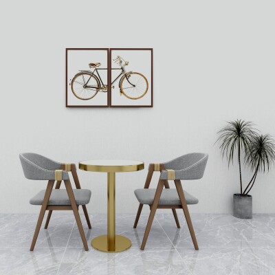 Two Seater Dining Set With Grey Chairs