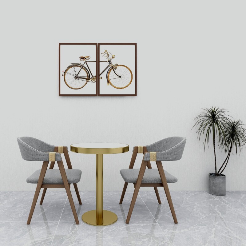 Two Seater Dining Set With Grey Chairs