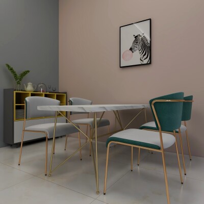 4 Seater White Rectangular Dining Set