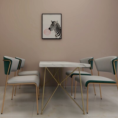 4 Seater White Rectangular Dining Set