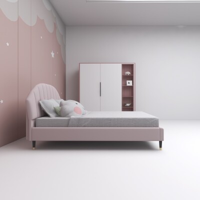 BH Engineered Wood & Fabric Kids Bed