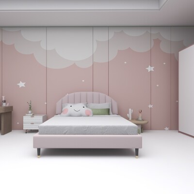 BH Engineered Wood & Fabric Kids Bed