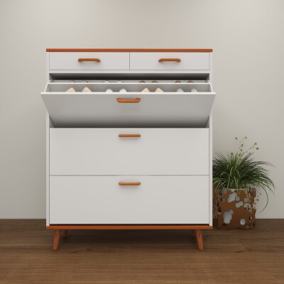 BH Engineered White Wooden Shoe Cabinet