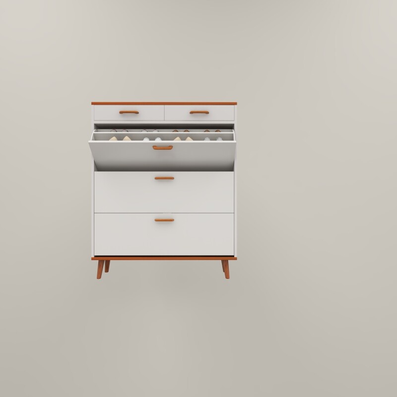 BH Engineered White Wooden Shoe Cabinet