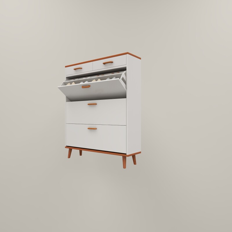BH Engineered White Wooden Shoe Cabinet