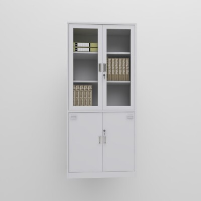BH Engineered 2- Door White Book Shelf