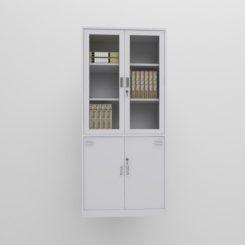 BH Engineered 2- Door White Book Shelf