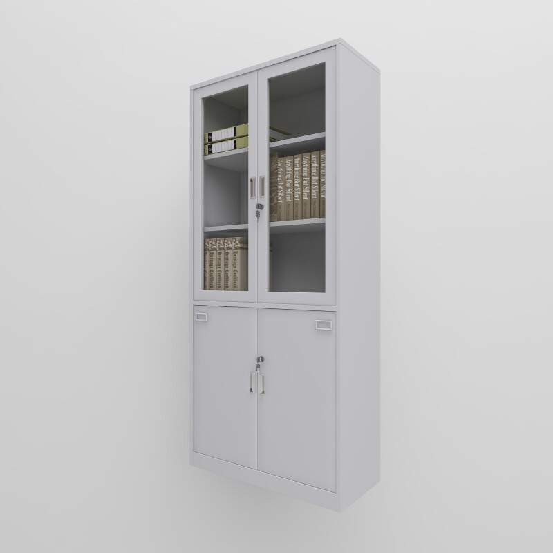 BH Engineered 2- Door White Book Shelf