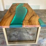 Aqua Blue Epoxy Dining Table