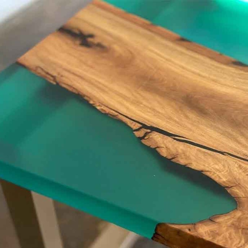 Aqua Blue Epoxy Dining Table