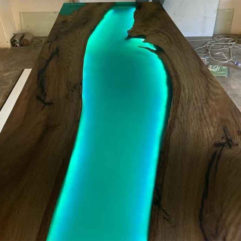 Aqua Blue Epoxy Dining Table