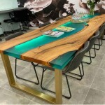 Aqua Blue Epoxy Dining Table