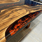 Red & Black Lava Oval Epoxy Dining Table
