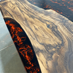 Red & Black Lava Oval Epoxy Dining Table