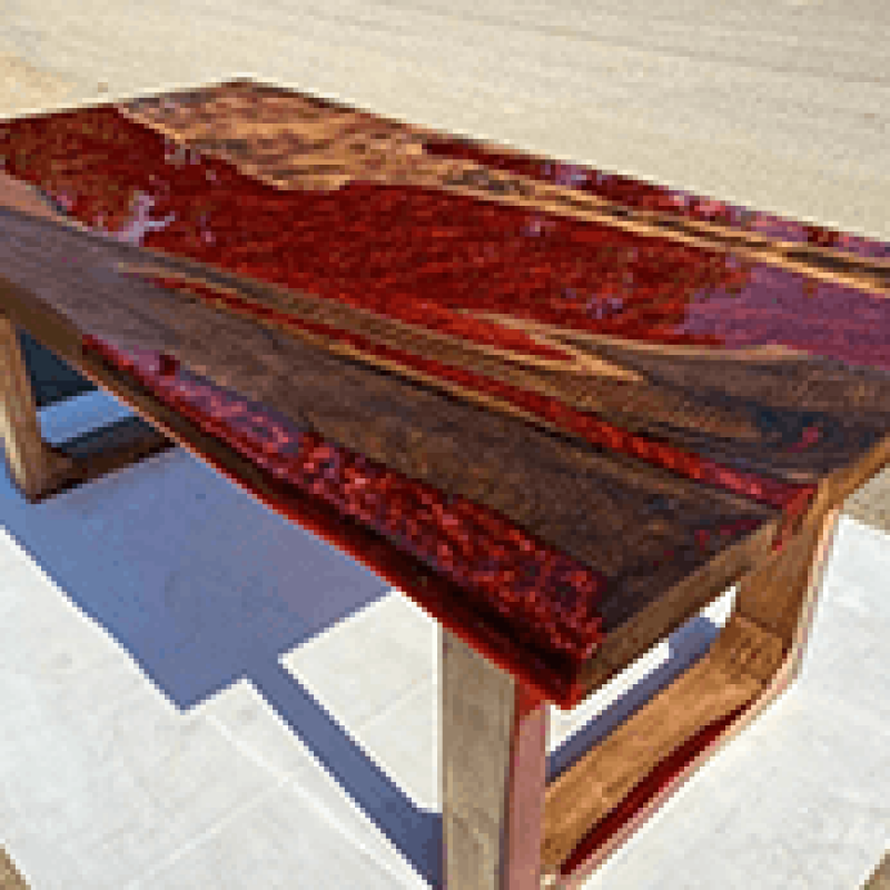 Red Metallic Epoxy Dining Table