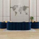 BH Engineered Elegant Blue Fabric Sofa Set