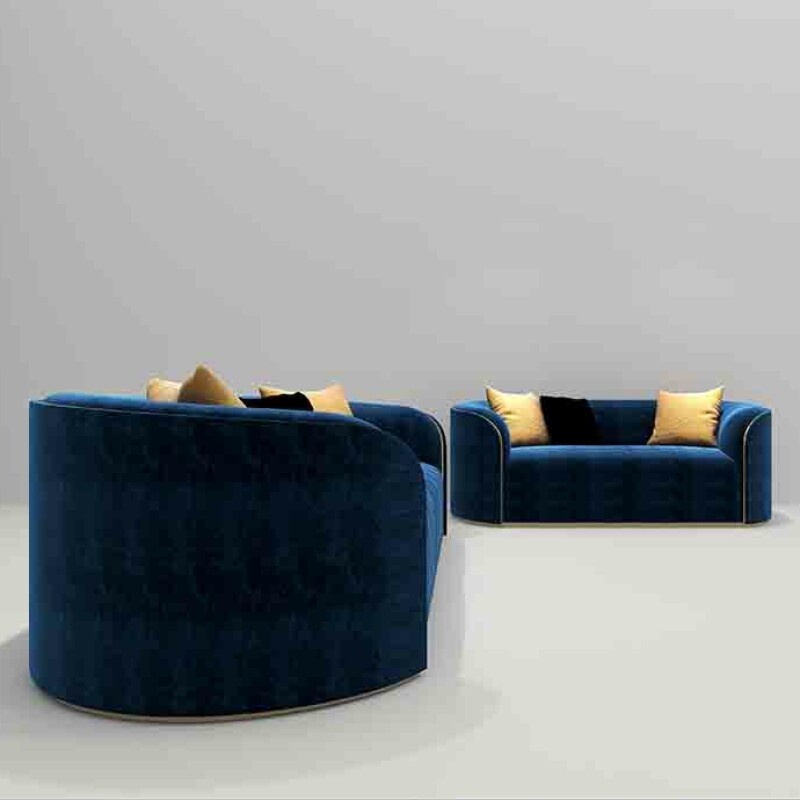 BH Engineered Elegant Blue Fabric Sofa Set