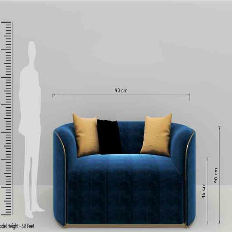 BH Engineered Elegant Blue Fabric Sofa Set