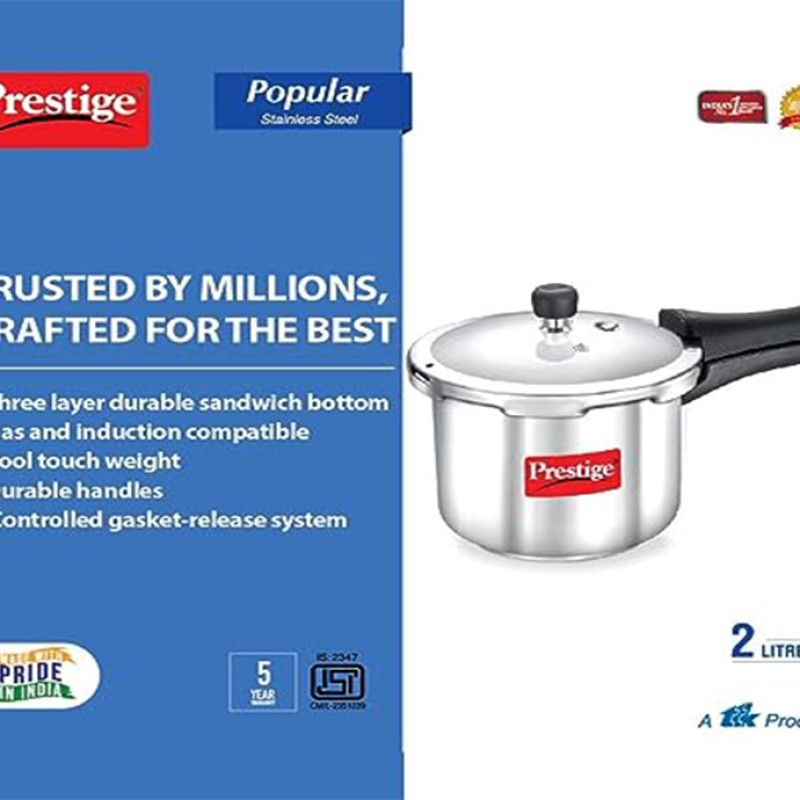 Prestige Svachh Aluminium Outer Lid Pressure Cooker 2L