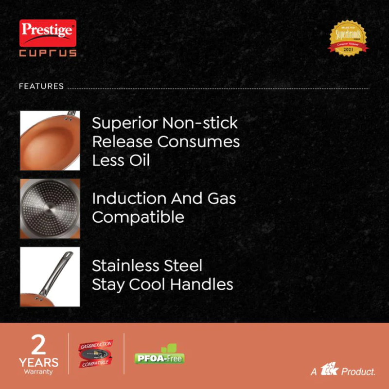 Prestige Cuprus Non-Stick Tawa, 320MM