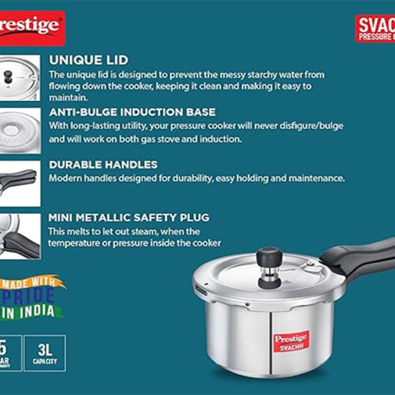 Prestige Svachh Steel Outer Lid Pressure Cooker 5L