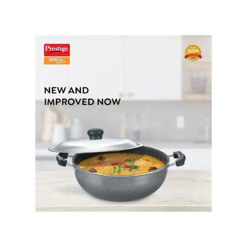 Prestige Omega Non-Stick Select plus Kadai With Lid, 250MM