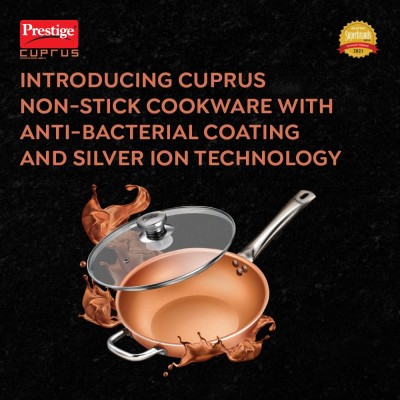 Prestige Cuprus Non-Stick Kadai With Glass Lid, 260MM
