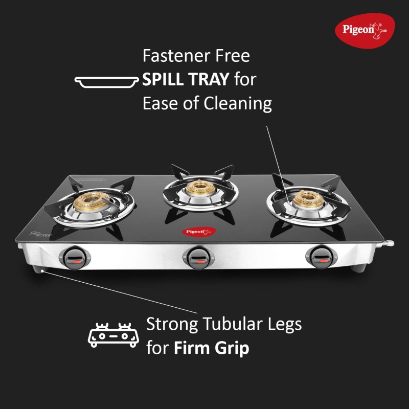Pigeon Glass Top Ayush 3 Burner