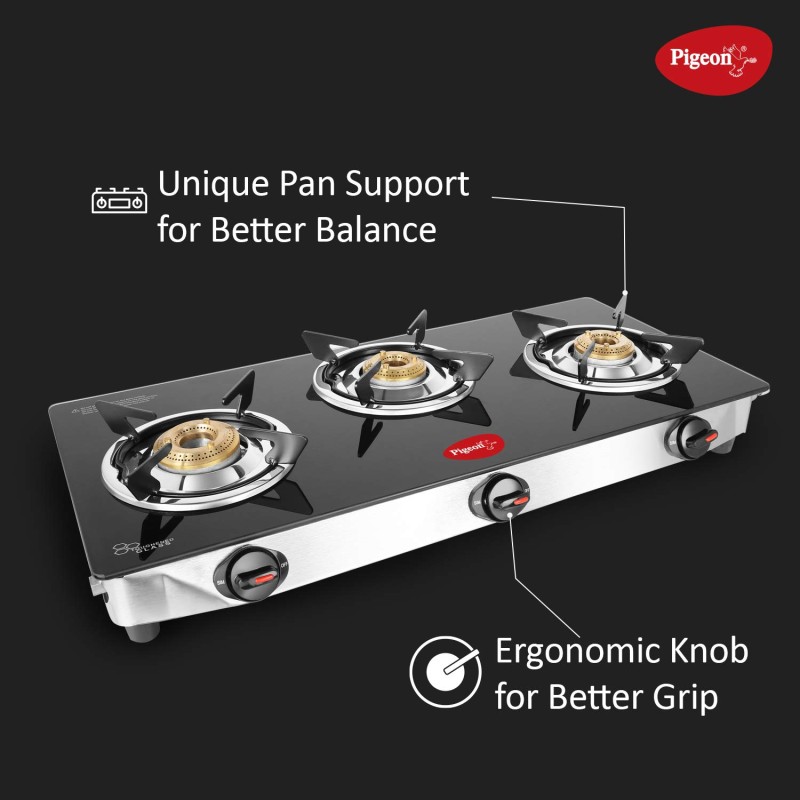 Pigeon Glass Top Ayush 3 Burner