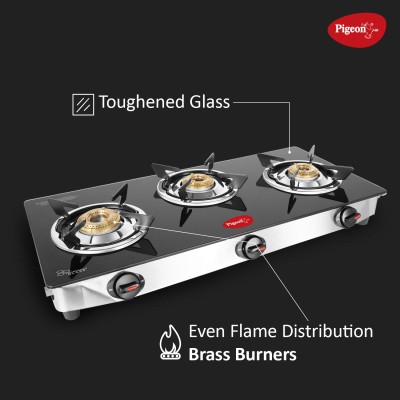 Pigeon Glass Top Ayush 3 Burner