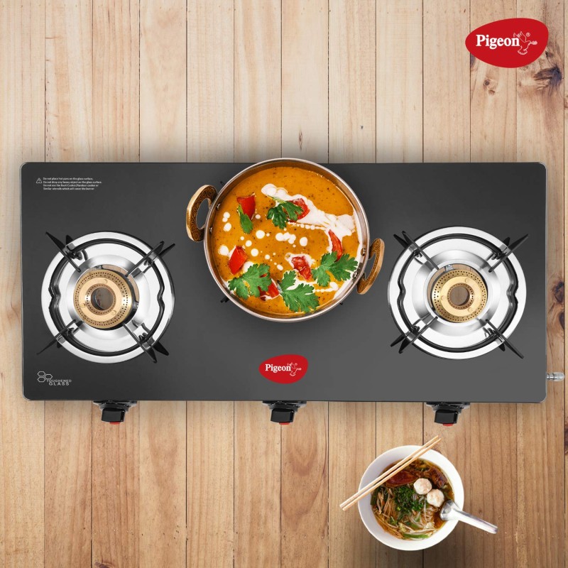 Pigeon Glass Top Ayush 3 Burner