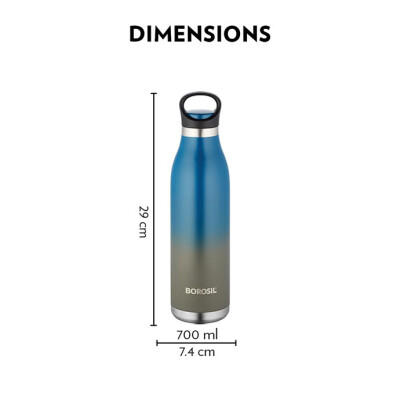 Borosil Vacuum Bottle ColorCrush 700ML, Blue