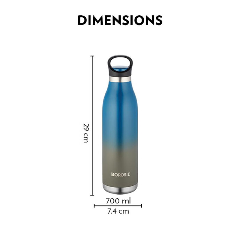 Borosil Vacuum Bottle ColorCrush 700ML, Blue