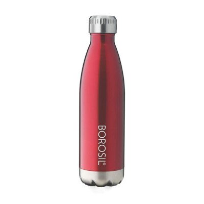 Borosil Vacuum Bottle Bolt 500ML, Red