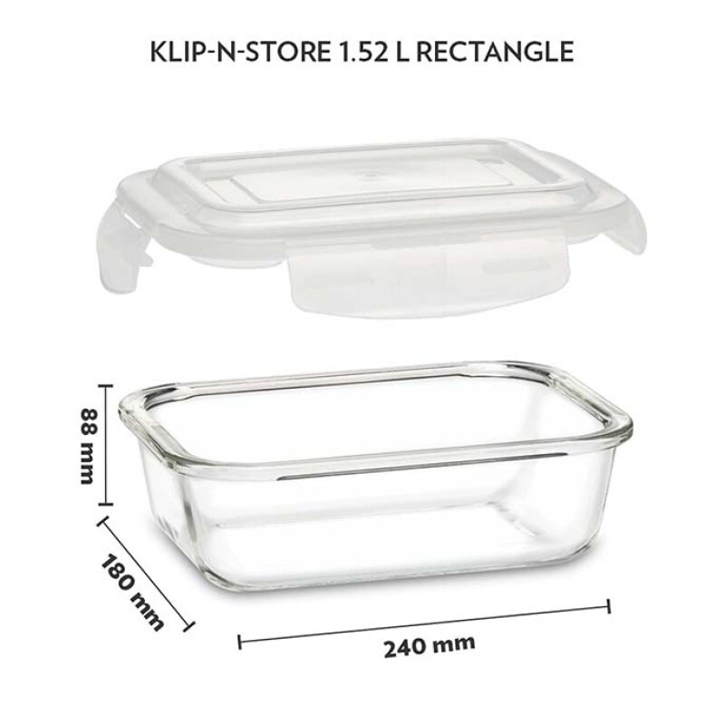 Borosil KLIP-N-Store Rectangle 1520ML