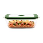 Borosil Rectangular Dish With Green Lid 2.6L