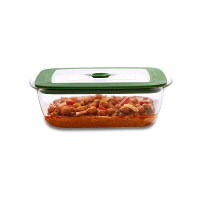 Borosil Square Dish With Green Lid 2.2L