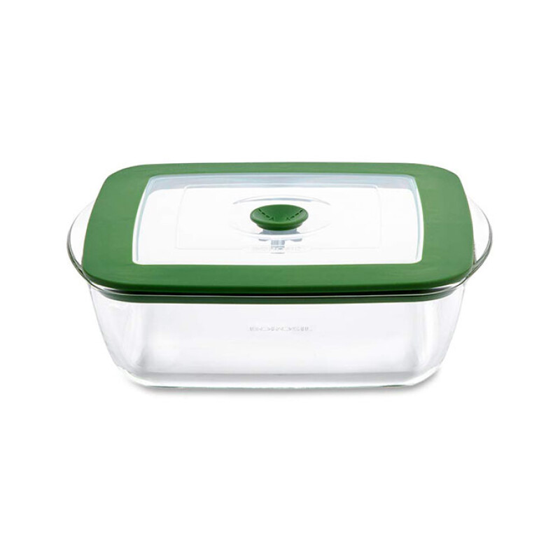 Borosil Square Dish With Green Lid 2.2L