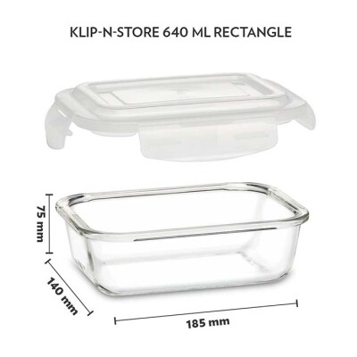 Borosil KLIP-N-Store Rectangle 640ML