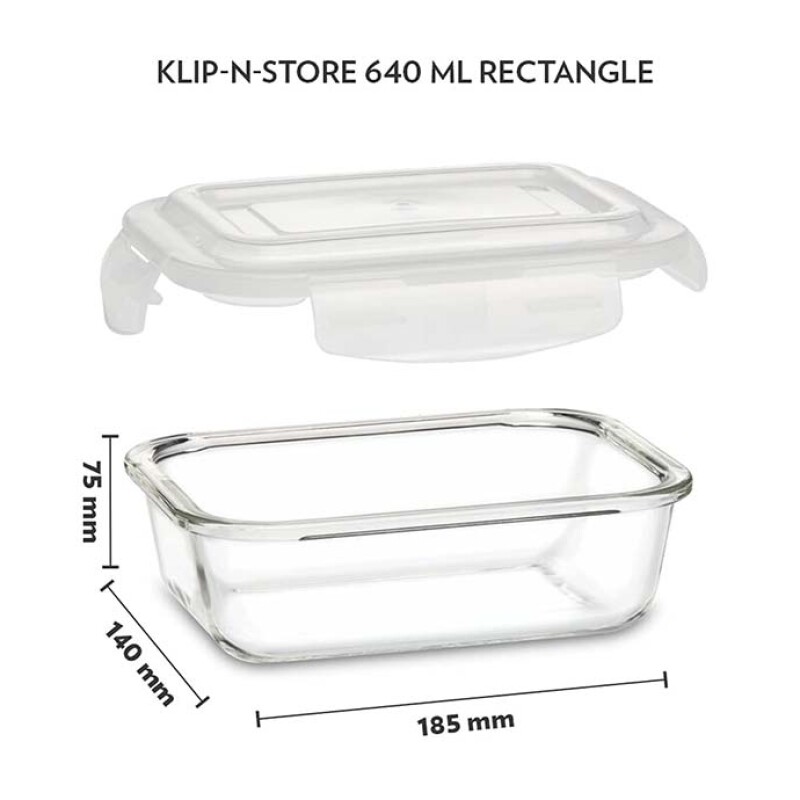 Borosil KLIP-N-Store Rectangle 640ML