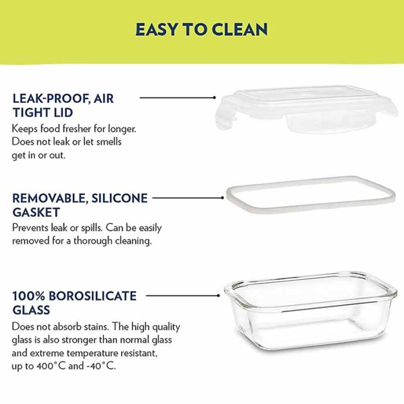 Borosil KLIP-N-Store Rectangle 1520ML