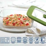 Borosil Rectangular Dish With Green Lid 2.6L