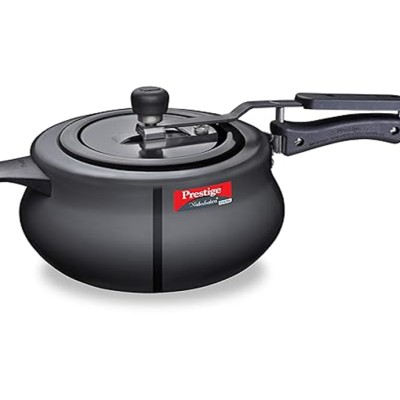 Prestige Nakshatra Plus Svachh Hard Anodised Spillage Control Handi Inner Lid Pressure Cooker, 3L(Black)
