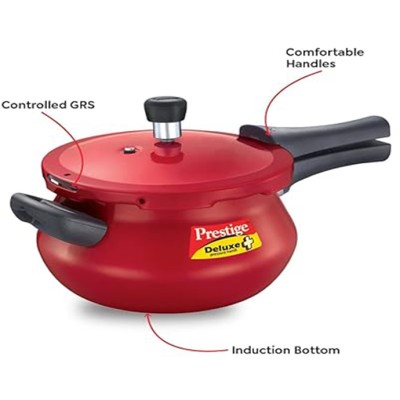 Prestige Deluxe Plus Aluminium Outer Lid Mini Pressure Handi, 3L, Red