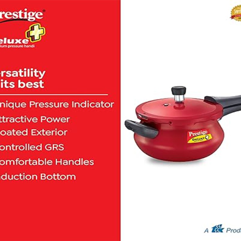 Prestige Deluxe Plus Aluminium Outer Lid Mini Pressure Handi, 3L, Red