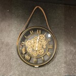 Vintage Hanging Roman Gear Wall Clock – Gold Finish