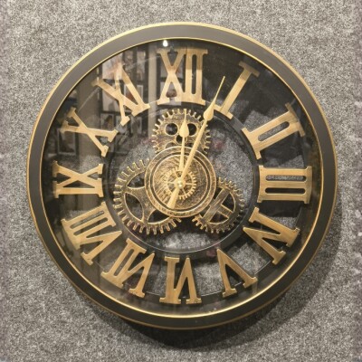 Luxury Roman Gear Wall Clock – Black & Gold Design