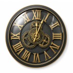 Luxury Roman Gear Wall Clock – Black & Gold Design