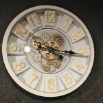 Modern Gear Wall Clock – White & Gold Luxury Design